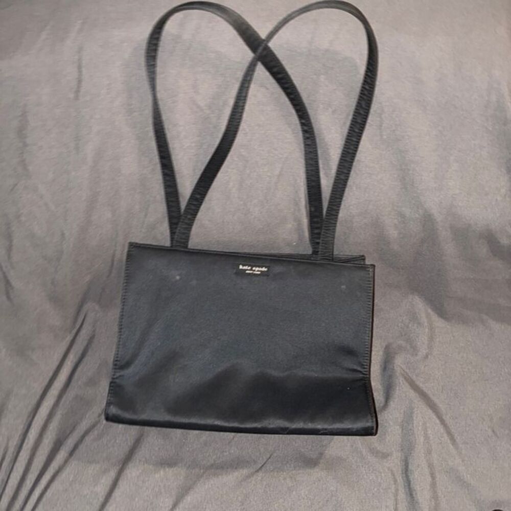 Kate Spade Sam Black Classic Vintage Fabric Nylon Shoulder Bag Box Tote